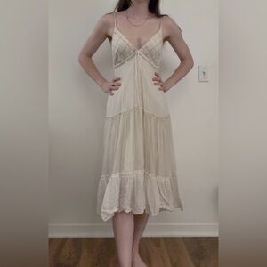 Free People Cotton Cream Midi Dress